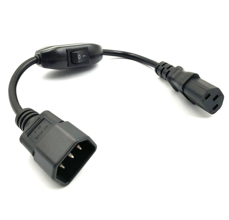 Duttek Power Cord with Switch, PC Power Cord Inline Switch IEC 320 Mains Power C14 to C13 Male to Female Power Extension Cord Cable with Switch Standard Computer to PDU 30CM/1FT - Image 3